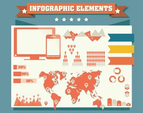 Collection of infographics elements, vector Stock Illustration