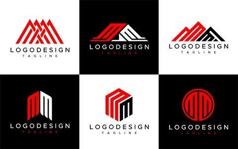 Collection of initial letter MM logo design template. M M MM letter logo acronym Stock Illustration
