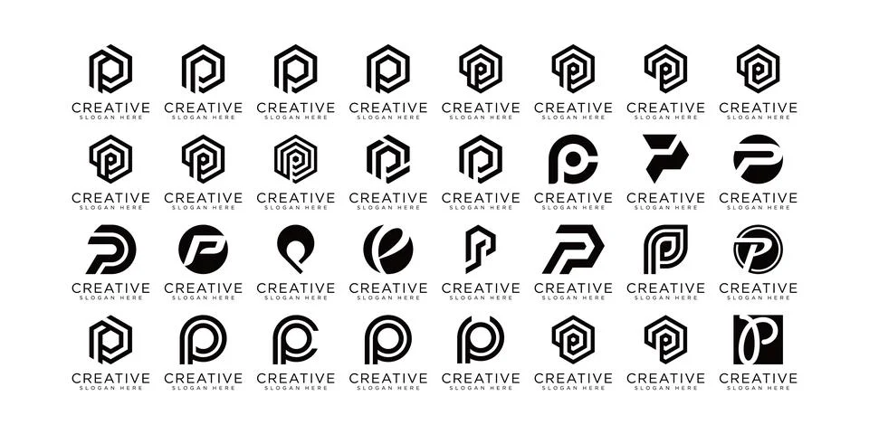 Collection of initial letter P logo design template. Stock Illustration