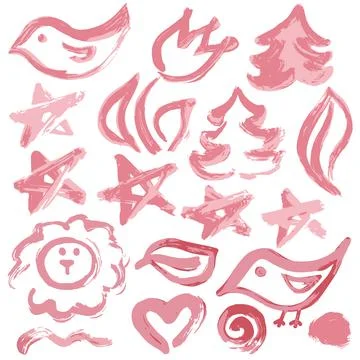 Collection of ink, ink, brush strokes, brushes, lines, grungy Stock Illustration