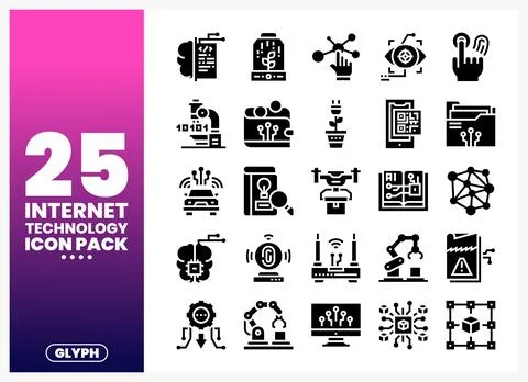 Collection of Internet Technology Icons Stock Illustration