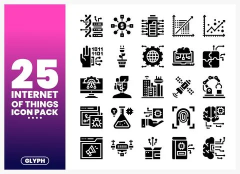 Collection of internet of things icons on a white background Illustrazione stock