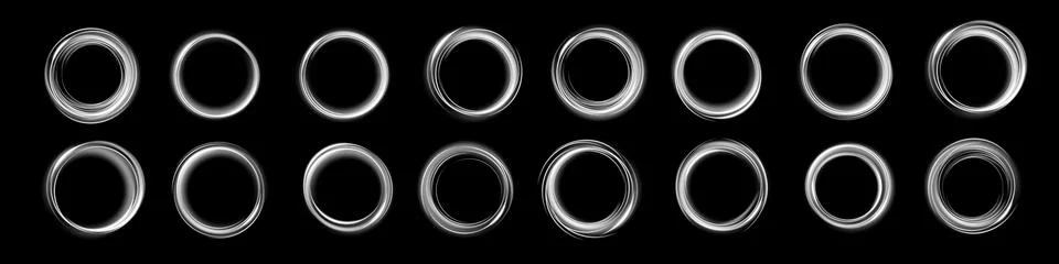 A collection of intricate circular patterns displayed against a dark background Stock Illustration