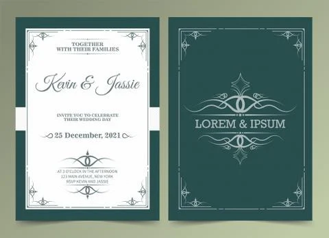 Collection Invitation card vector design vintage style Stock Illustration