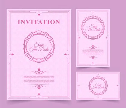 Collection Invitation card vector design vintage style with soft pink color. Illustrazione stock