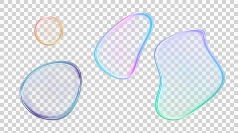 A collection of iridescent soap bubbles and liquid blobs with vibrant Stock Illustration