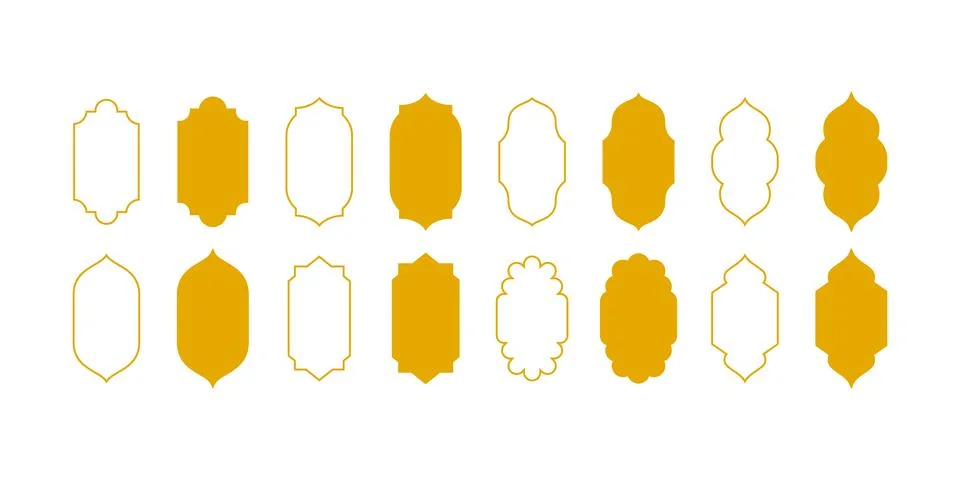 Collection of Islamic Shapes and Frames Vector Stock Illustration