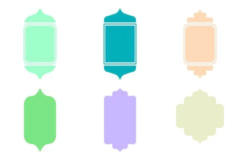 Collection of Islamic windows with modern boho design, mosque dome and lanterns Stock Illustration