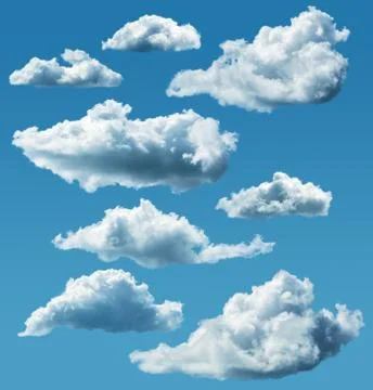Collection of isolated clouds Stock Photos