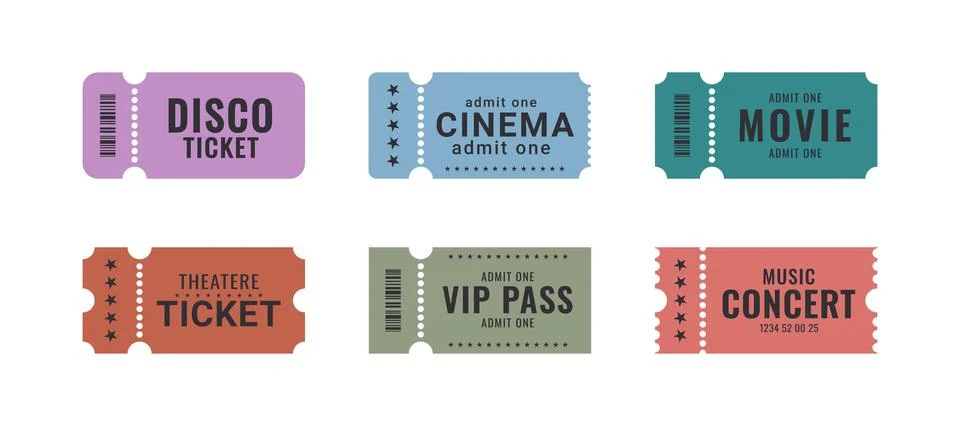 Collection isolated elements of vip pass, access badges to concert, theatre.. Stockillustratie