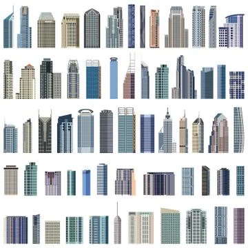 Collection of isolated vector buildings Stock Illustration