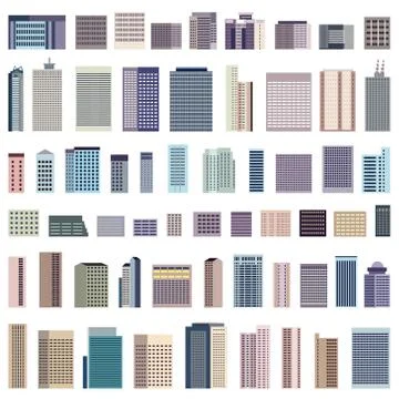 Collection of isolated vector buildings Stock Illustration