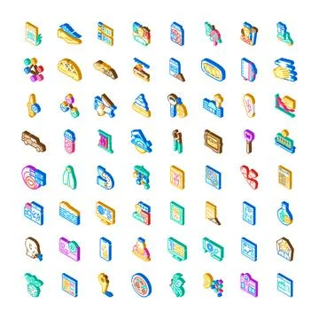 Collection of isometric abstract icons representing business concepts Illustrazione stock