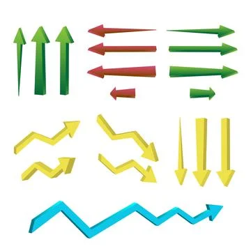 Collection isometric arrows 3d icon Stock Illustration