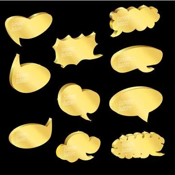 Collection of isometric bubbles with golden gradient Stockillustratie