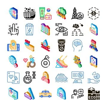 Collection of isometric concept icons symbolizing diverse themes イラスト素材