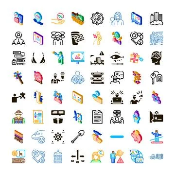 Collection of isometric concept icons for web services Stock Illustration