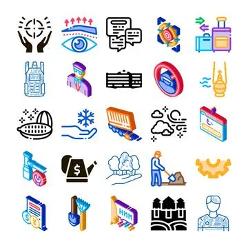 Collection of isometric icon set for various concepts Stock Illustration
