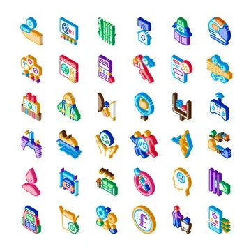 Collection of isometric icons for modern concepts イラスト素材