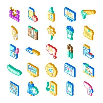 Collection of isometric icons representing diverse concepts イラスト素材