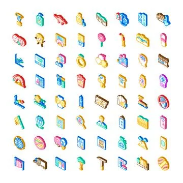 Collection of isometric icons representing various concepts イラスト素材
