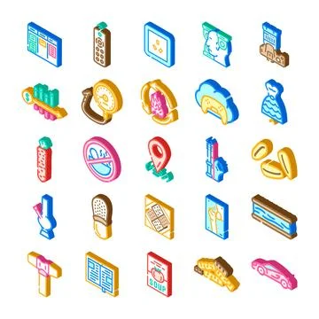 Collection of isometric icons representing various digital interface elements Stockillustratie