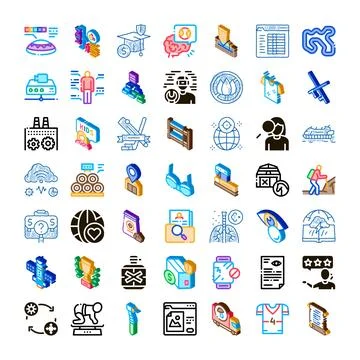 Collection of isometric icons for various concepts Stockillustratie