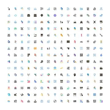 Collection of isometric icons for web design and digital technology Stock Illustration