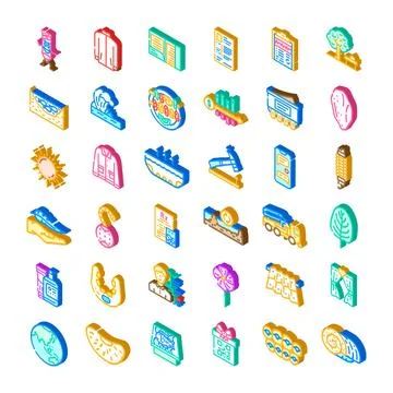 Collection of isometric lifestyle elements and symbols 库存插图