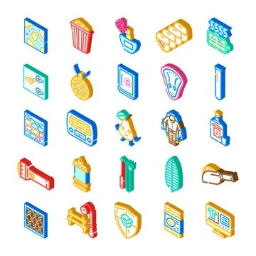 Collection of isometric objects and icons representing items イラスト素材