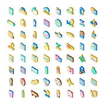Collection of isometric objects and pictogram elements Stock Illustration