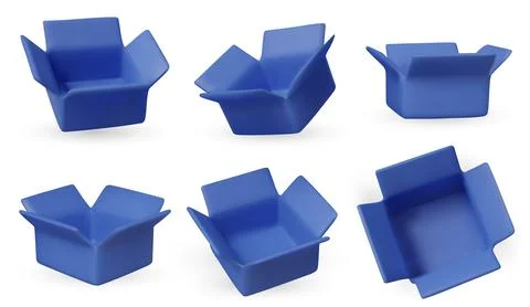 Collection of isometric open boxes on white background. Ideal for delivery Stock Illustration