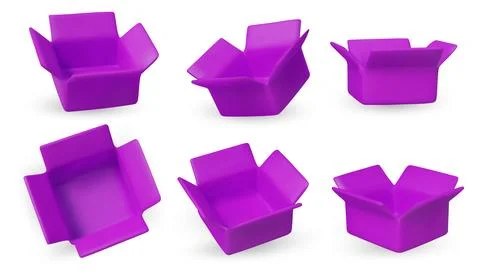 Collection of isometric open boxes on white background. Ideal for delivery Stock Illustration
