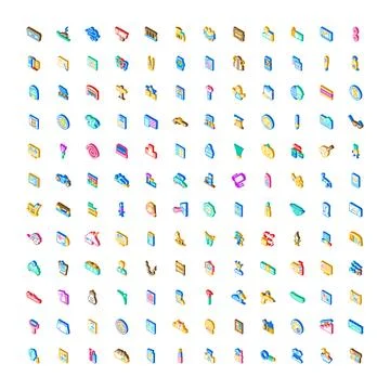 Collection of isometric pixel art interface icons Stock-Illustration