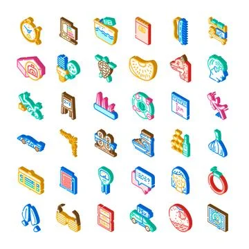 Collection of isometric web design and interface icons Illustrazione stock