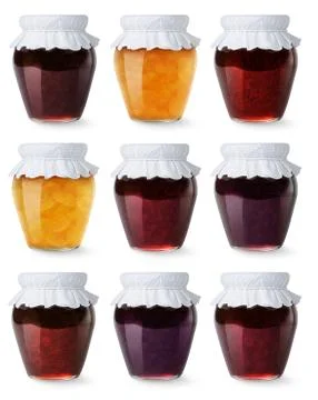 Collection of jam jars Foto stock