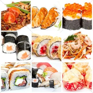 Collection of Japanese food Stock Photos