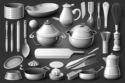 Collection of kitchen utensils on the table, vector illustration Stock Illustration