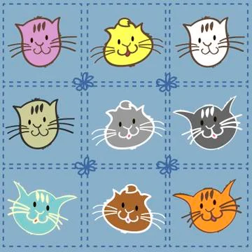 Collection of kittens of different colors Stock Illustration