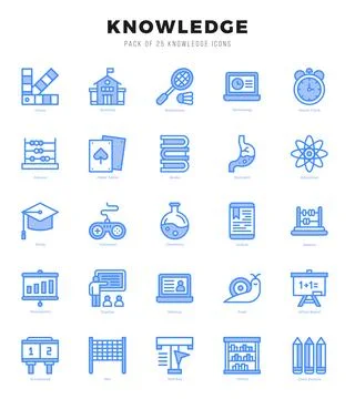 Collection of Knowledge 25 Two Color Icons Pack. Ilustración de archivo