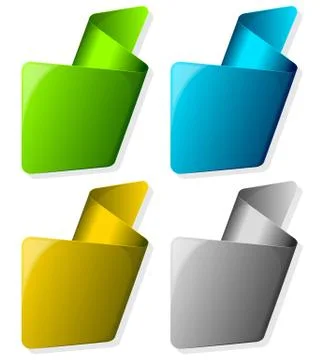 Collection label with curled up edge in different color Stock Illustration
