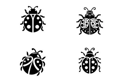 Collection of Ladybug Silhouette Vector Illustrations Ilustración de archivo