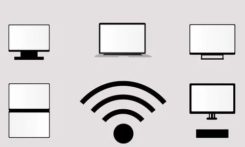 Collection of laptops isometric set device wifi icon Stock-Illustration