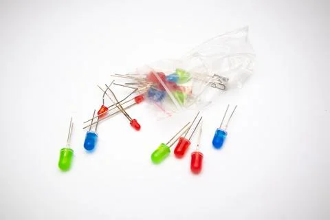 A collection of LED (Light Emitting Diode) colors red, green, blue on a white Stock Photos