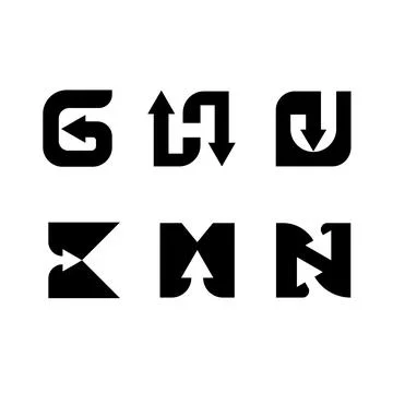 Collection of letter with arrow vector concept Stock Illustration