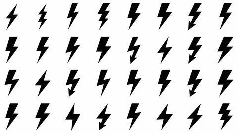 Collection of lightning bolt and electric storm icons with lightning, electri Stock-Illustration