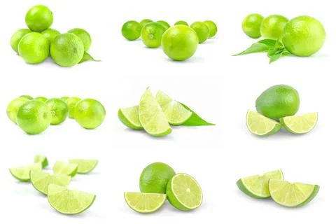 Collection of limes on a background Foto stock