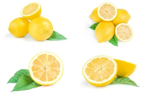 Collection of limons on a white background. Clipping path Stock Photos