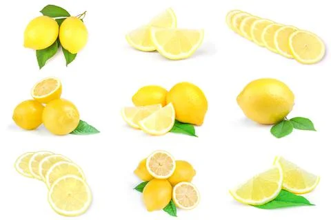 Collection of limons on a white background Stock Photos