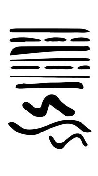 A collection of line brush effect of ink marker, paint drop on vector. Stock Illustration